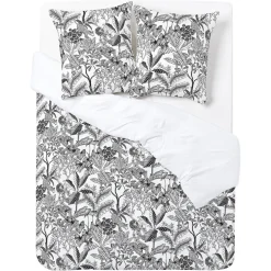 Parure de lit 2 personnes 240x220cm réversible jungle noir et blanc < Gifi