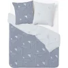 Parure de lit 2 personnes 240x220cm réversible motif géométrique bleu < Gifi New