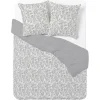 Parure de lit 2 personnes 240x220cm réversible motif feuillage gris < Gifi Clearance