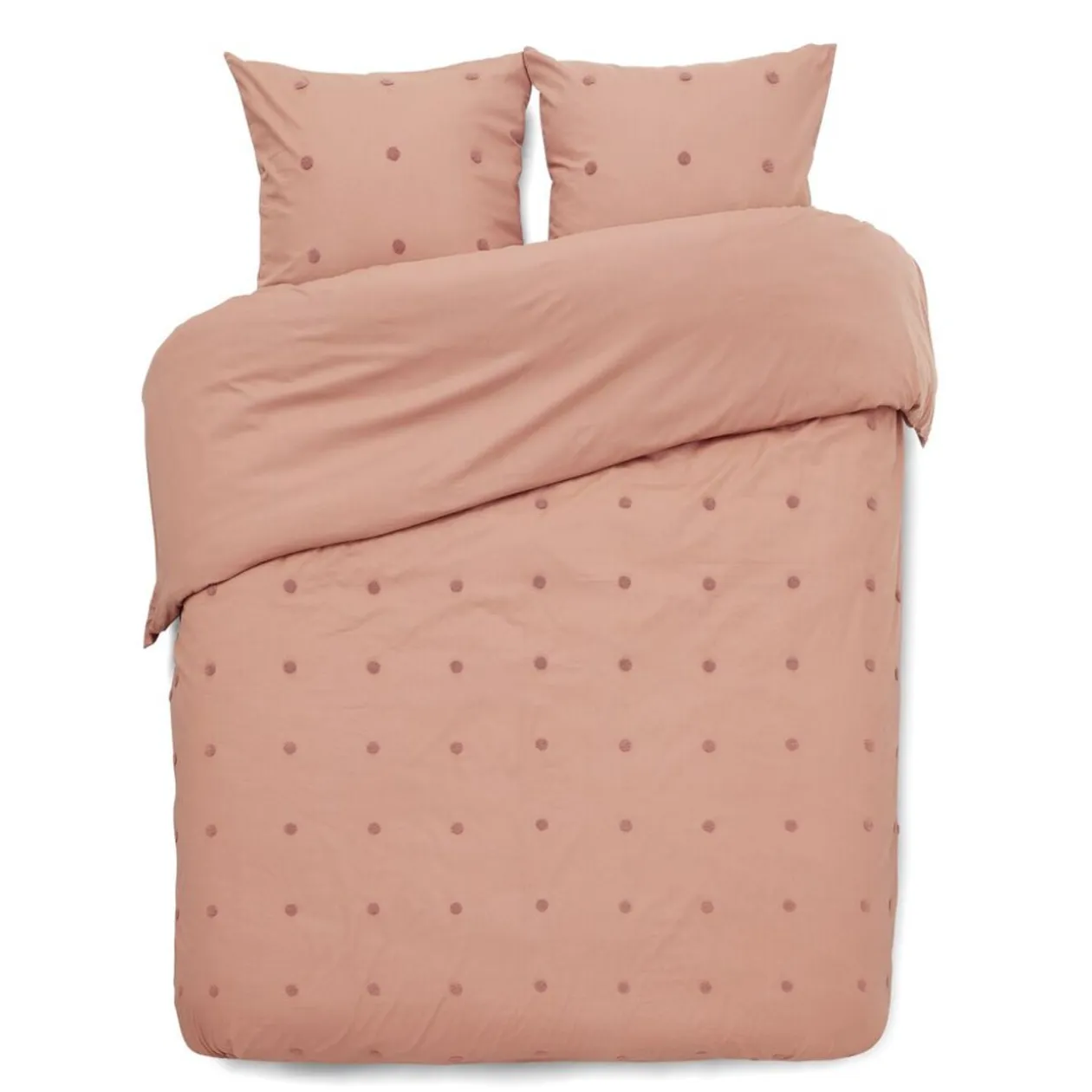 Parure de lit 2 personnes 240x220cm réversible tufté orange foncé