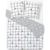 Parure de lit 2 personnes 240x220cm réversible quadrillage triangle gris blanc < Gifi Outlet
