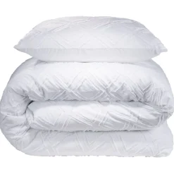 Parure de lit 2 personnes 240x220cm uni tufté (2 modèles beige ou blanc)