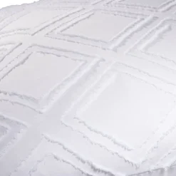 Parure de lit 2 personnes 240x220cm uni tufté (2 modèles beige ou blanc)