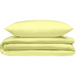 Parure de lit 1 personne 140x200cm avec taie polyester uni jaune