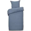 Parure de lit 1 personne 140x200cm gaze de coton bleu uni