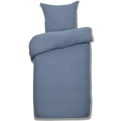 Parure de lit 1 personne 140x200cm gaze de coton bleu uni