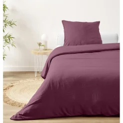Parure de lit 1 personne 140x200cm microlavée unie (3 modèles) < Gifi New