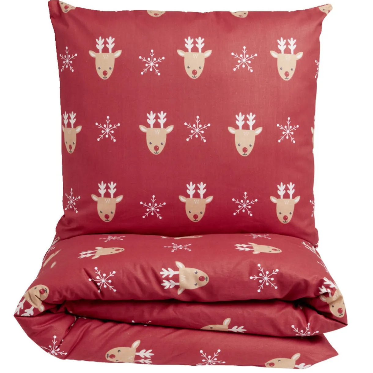 Parure de lit 1 personne 140x200cm Noël traditionnel rouge et blanc < Gifi Sale