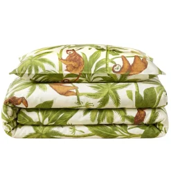Parure de lit 1 personne 140x200cm polyester imprimé tropical (3 modèles)