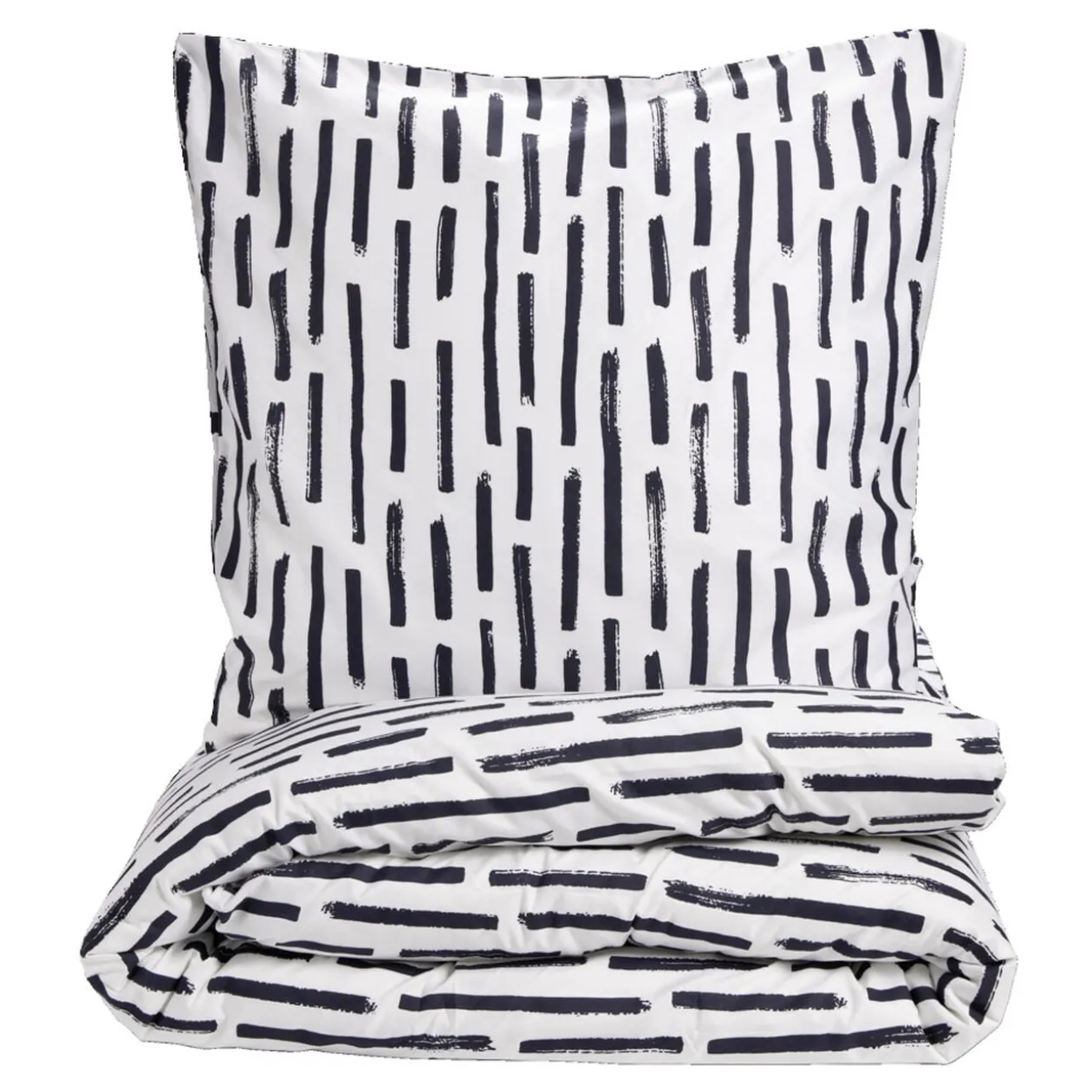 Parure de lit 1 personne 140x200 réversible polyester imprimé noir et blanc