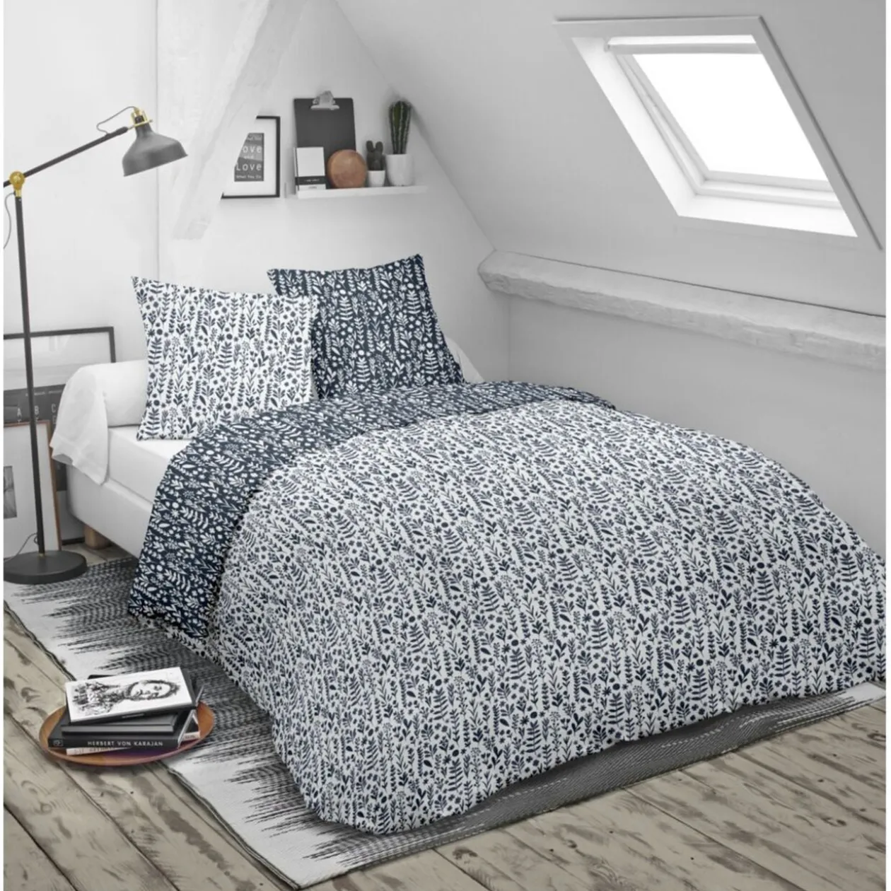 Parure de lit 140x200cm 1 personne coton motif imprimé 3 pièces (6 modèles)