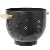 Passoire métal poignées bambou Ø22xH18cm (2 modèles noir ou blanc)