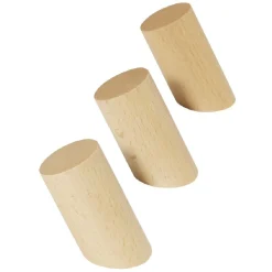 Patère en bois naturel x3 - Ø3xH6cm