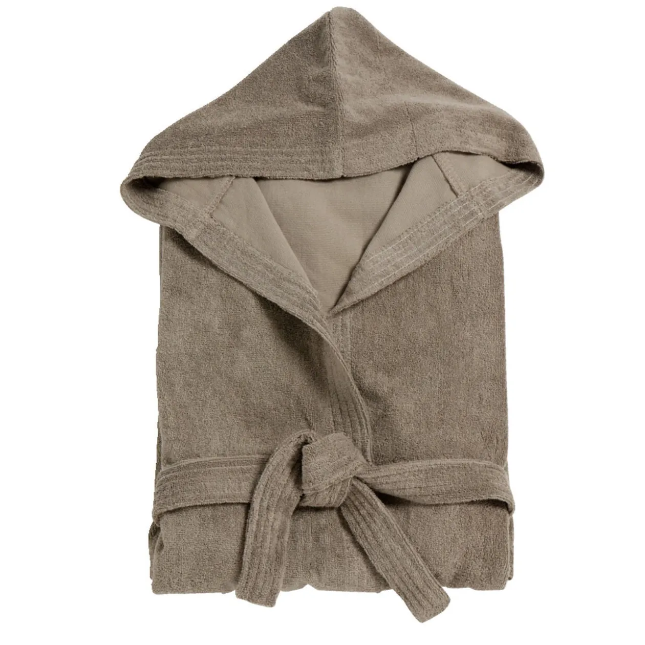 Peignoir avec capuche en coton L120cm - 2 modèles marron ou blanc