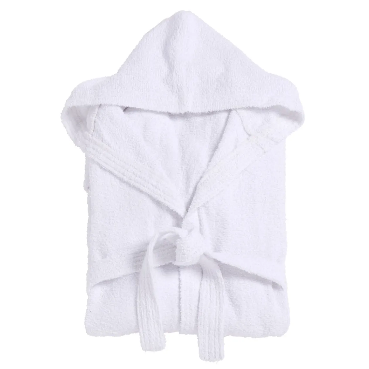 Peignoir avec capuche en coton L120cm - 2 modèles marron ou blanc