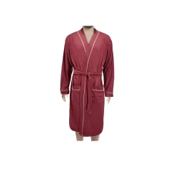 Peignoir robe de chambre mixte coton rouge TU