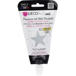 Peinture paillette gris argenté 80ml