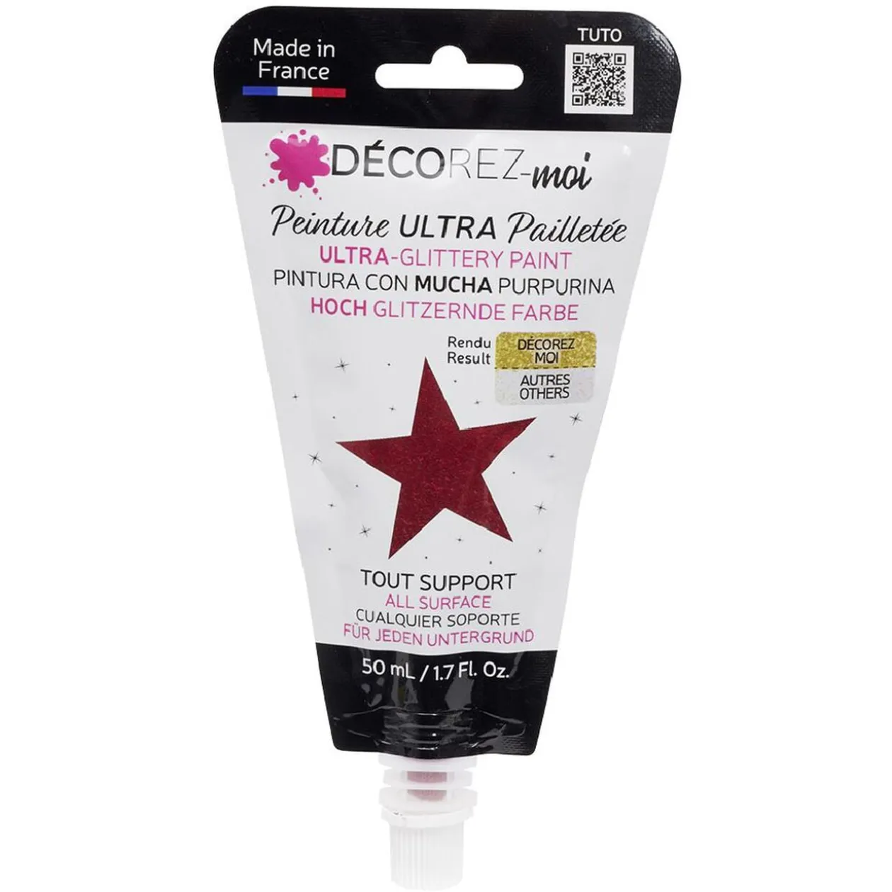 Peinture paillette rouge 80ml