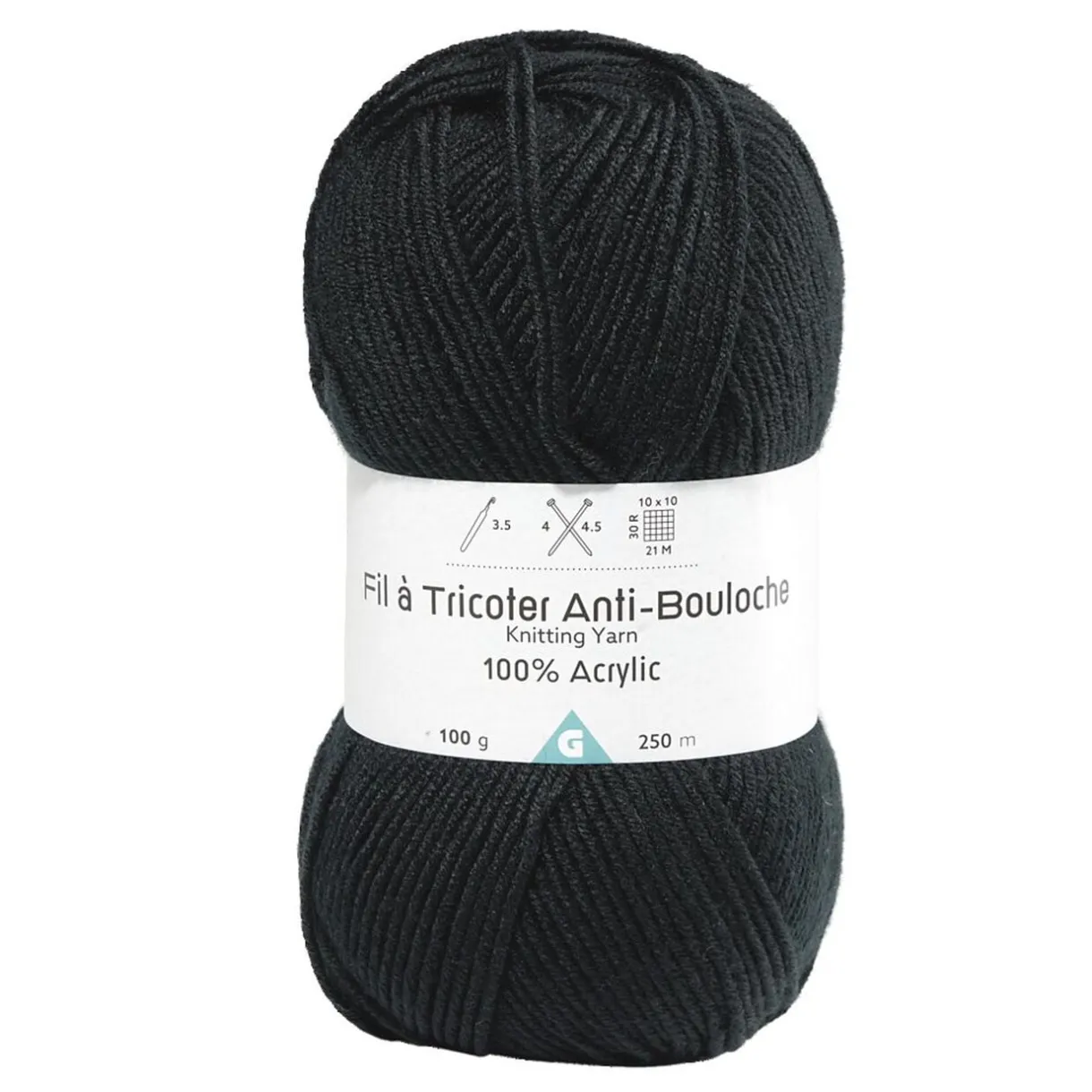 Pelote de fil à tricoter acrylique anti bouloche noir < Gifi Best