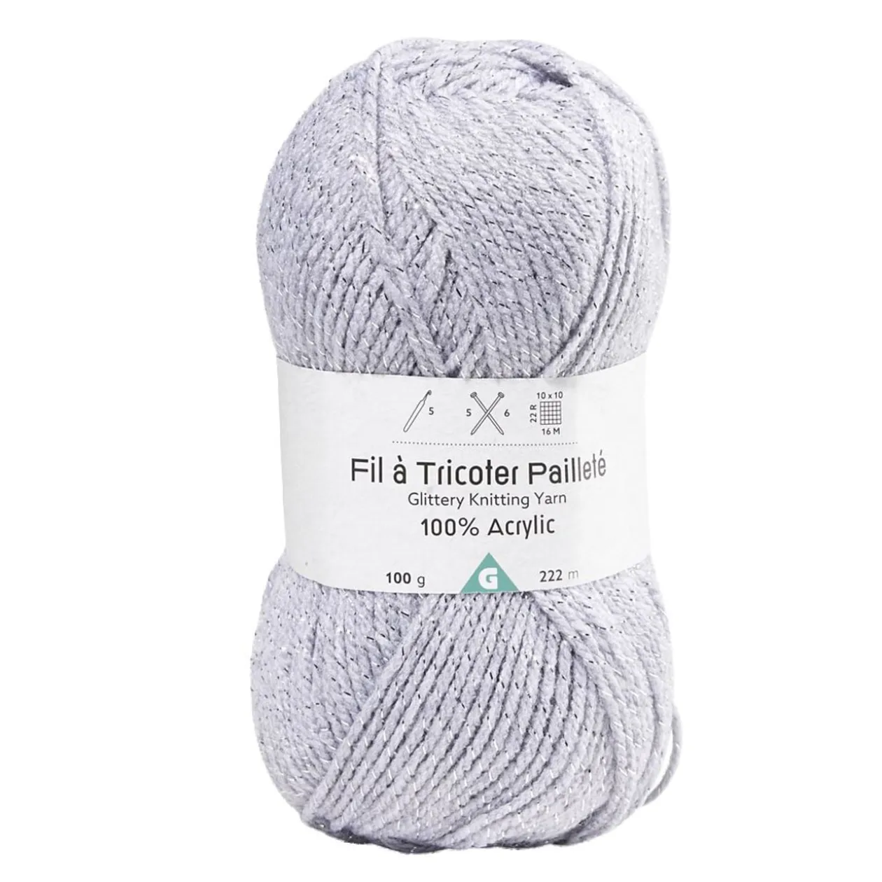 Pelote de fil à tricoter acrylique paillettes bleu 100Gr