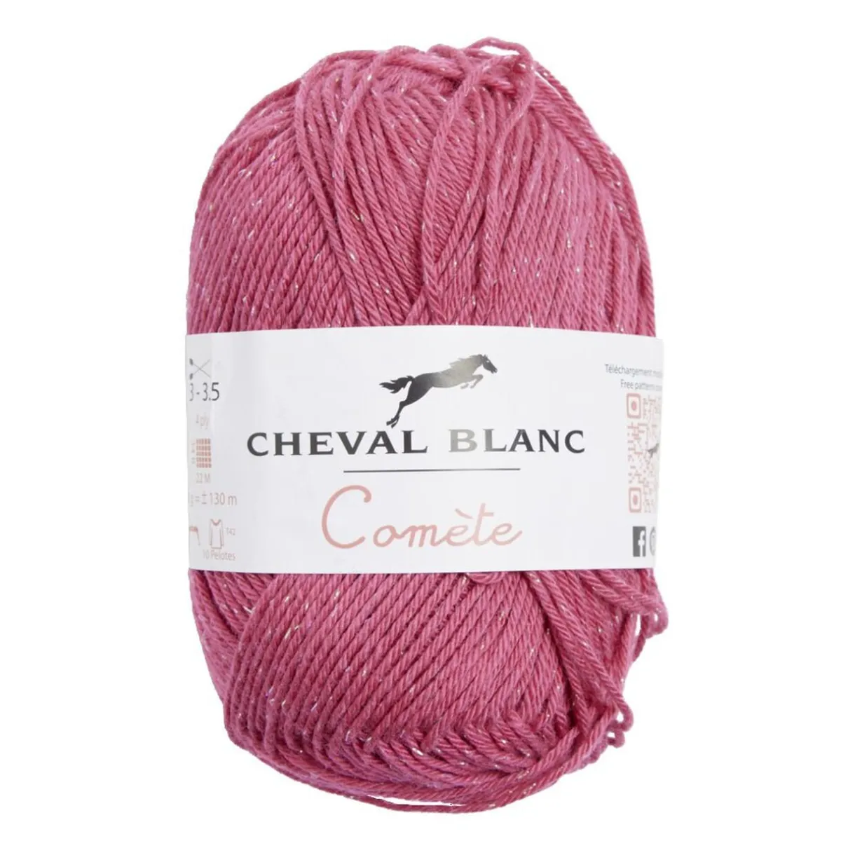 Pelote de fil à tricoter comète coton/acrylique rose framboise 50Gr < Gifi Best