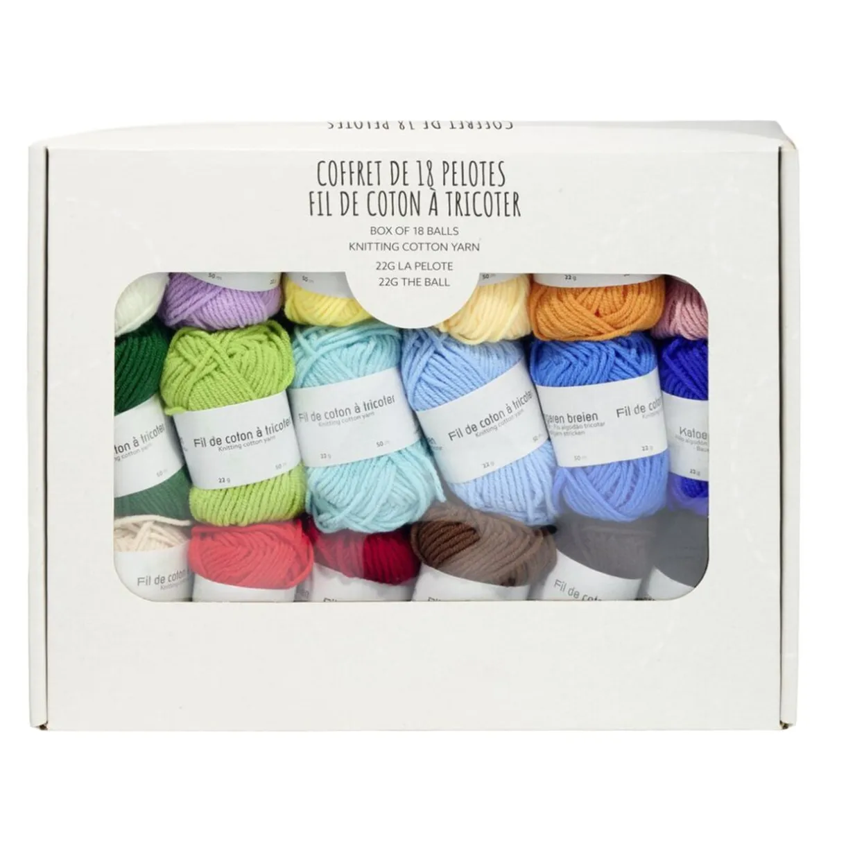 Pelote de fil à tricoter coton 18x 22gr 50m pack multicolore < Gifi Clearance