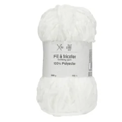 Pelote fil à tricoter 110m chenille blanc 100gr < Gifi Discount