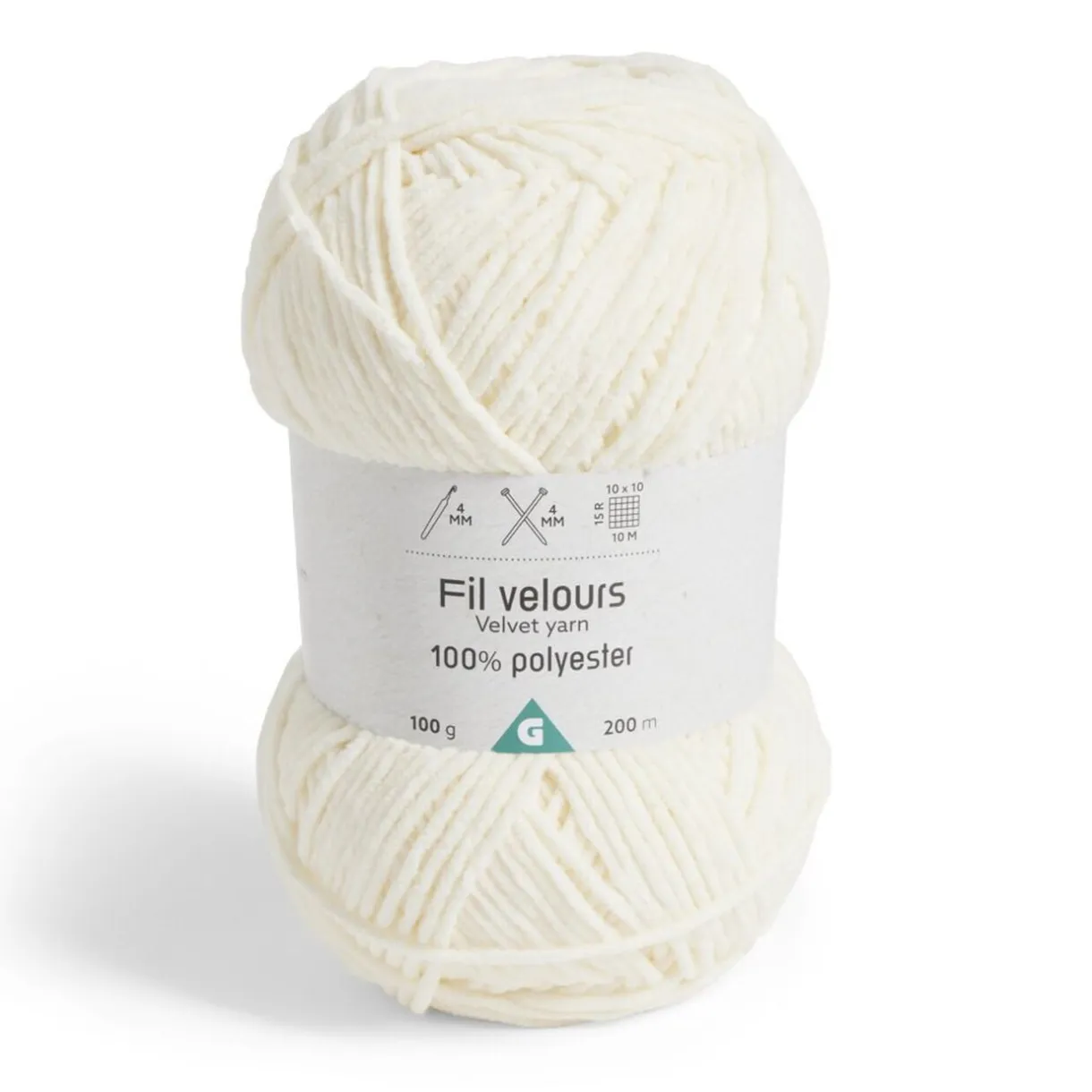 Pelote fil à tricoter 200m effet velours polyester écru 100g < Gifi New
