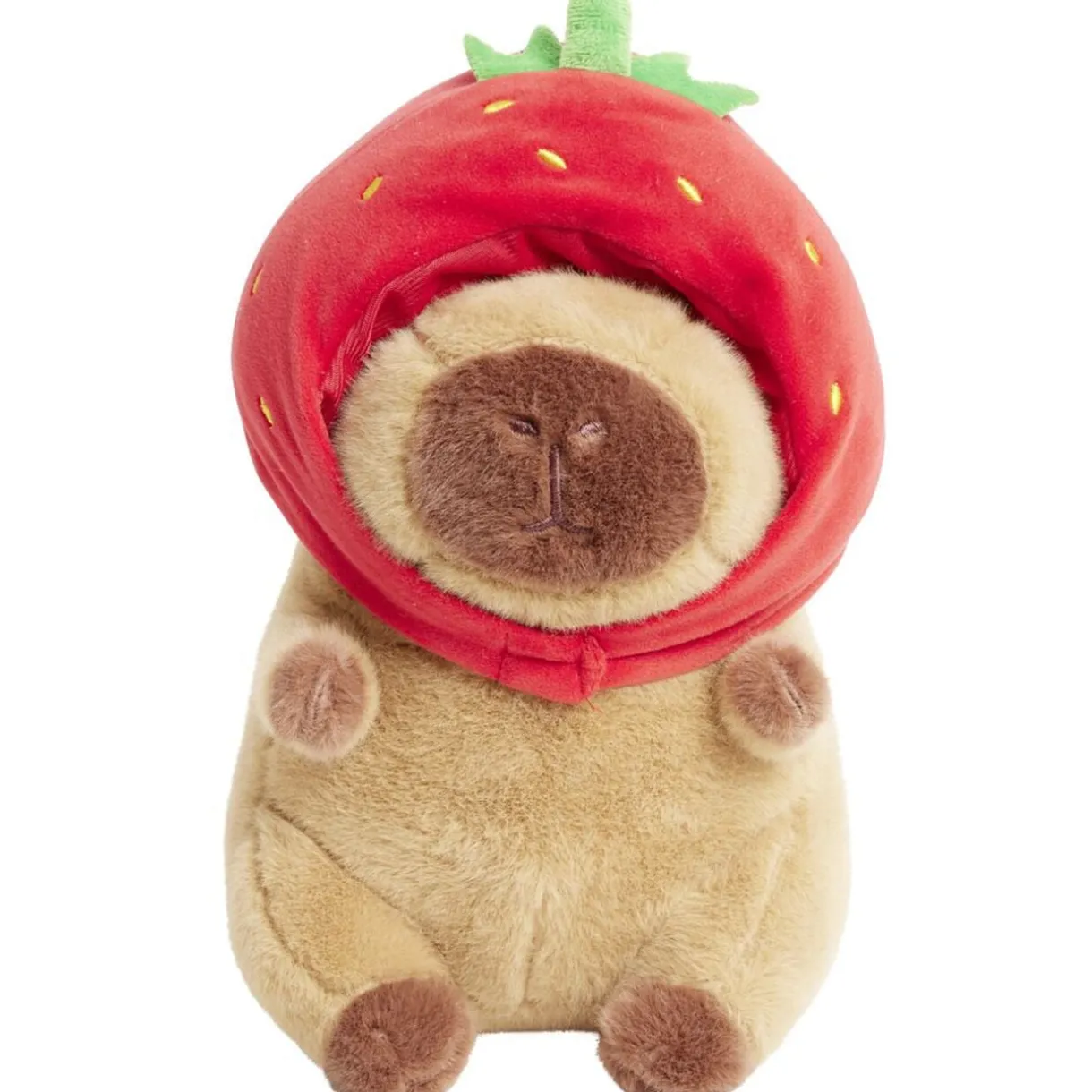 Peluche animal capybara avec fraise 19x9xH23cm < Gifi Outlet