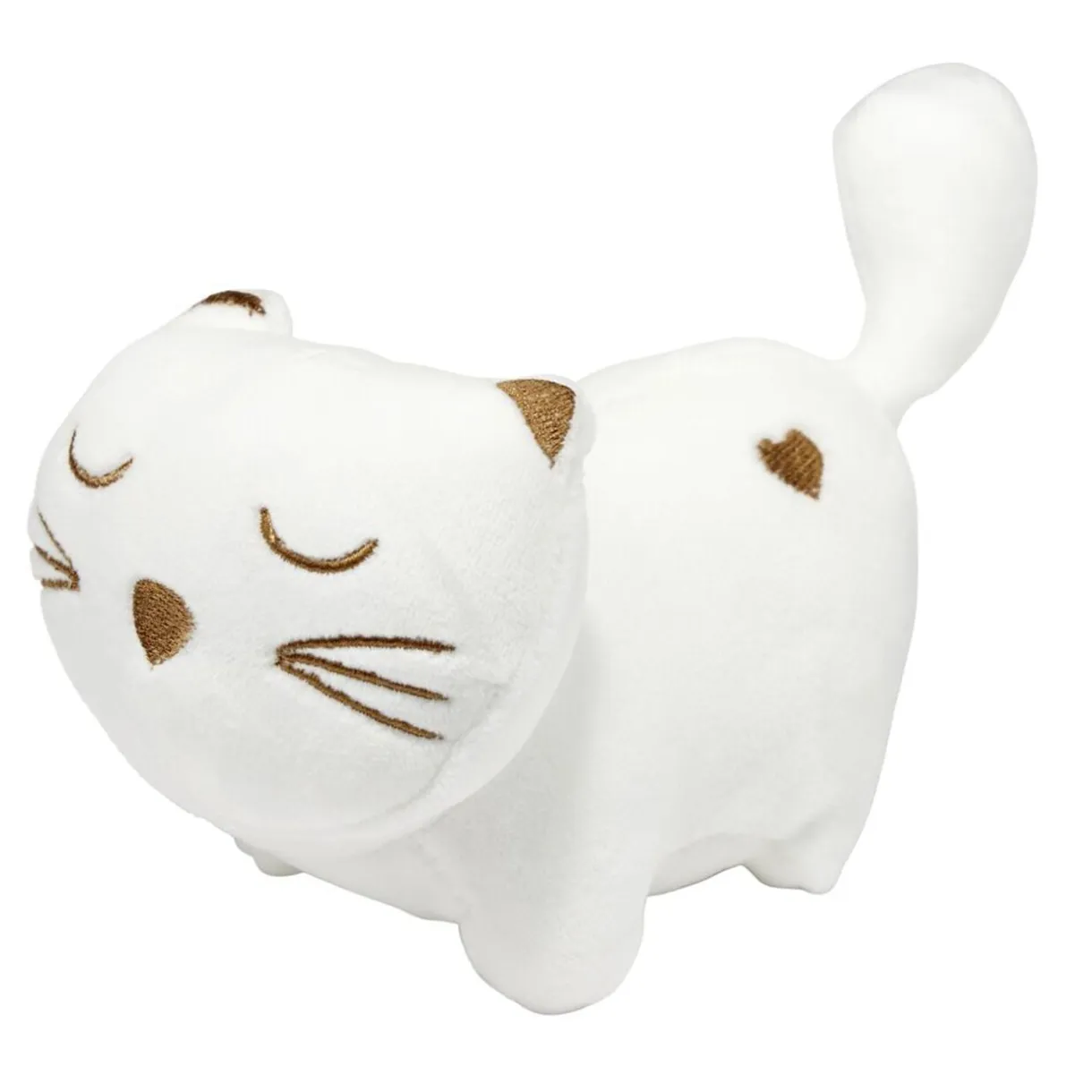 Peluche kawaii chat blanc et doré L13cm < Gifi Outlet