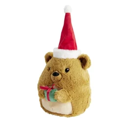 Peluche ourson Noël coussin squishy 28x23xH30cm