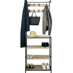 Penderie 8 patères et 4 étagères 68x23x180cm