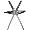 Épée ninja grise et noire L65cm x2 avec support dorsal