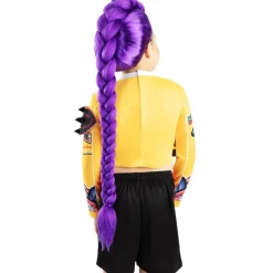 Perruque enfant fille KPOP Rumi longue tresse violette L89cm