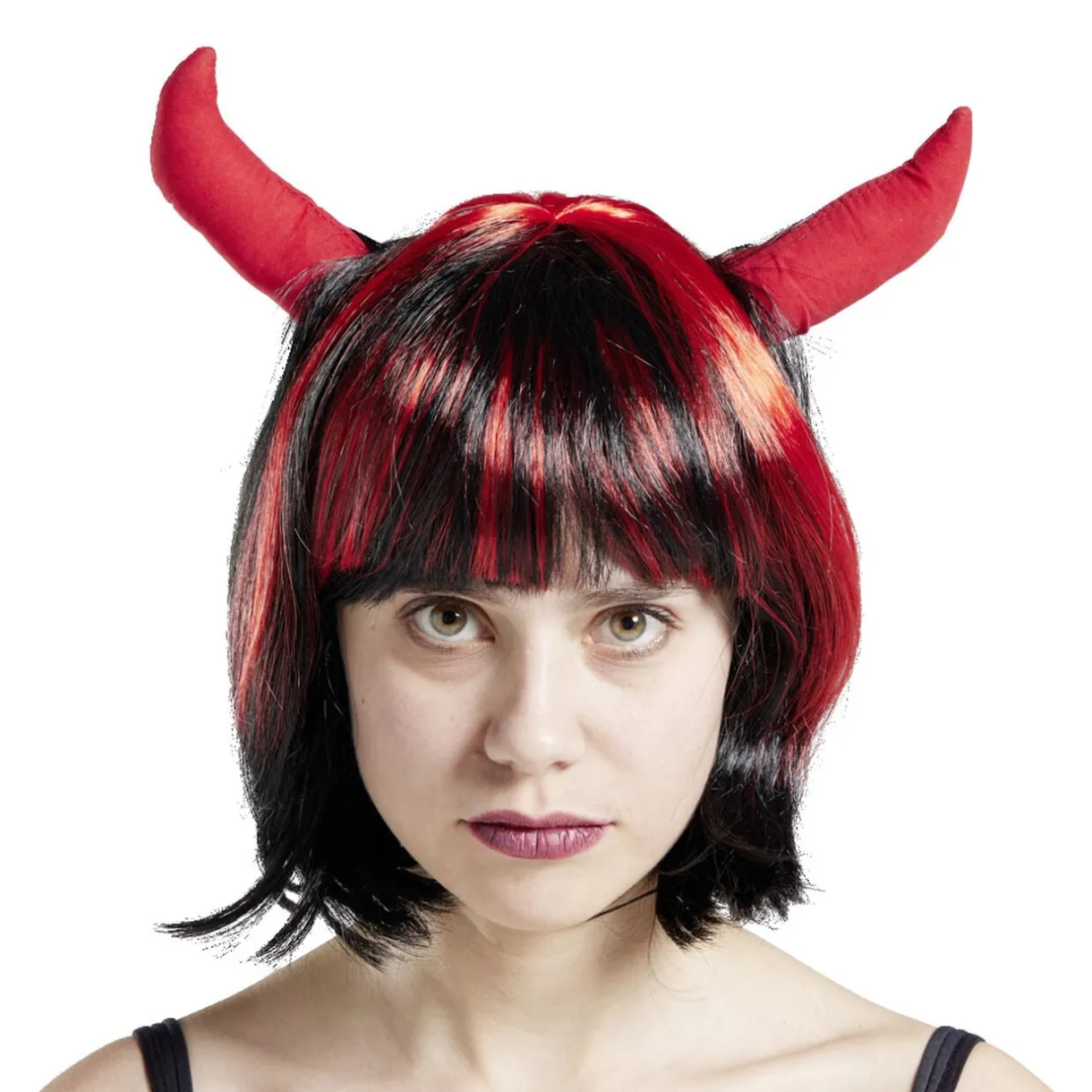 Perruque femme diablesse noire et rouge - Taille unique < Gifi Discount