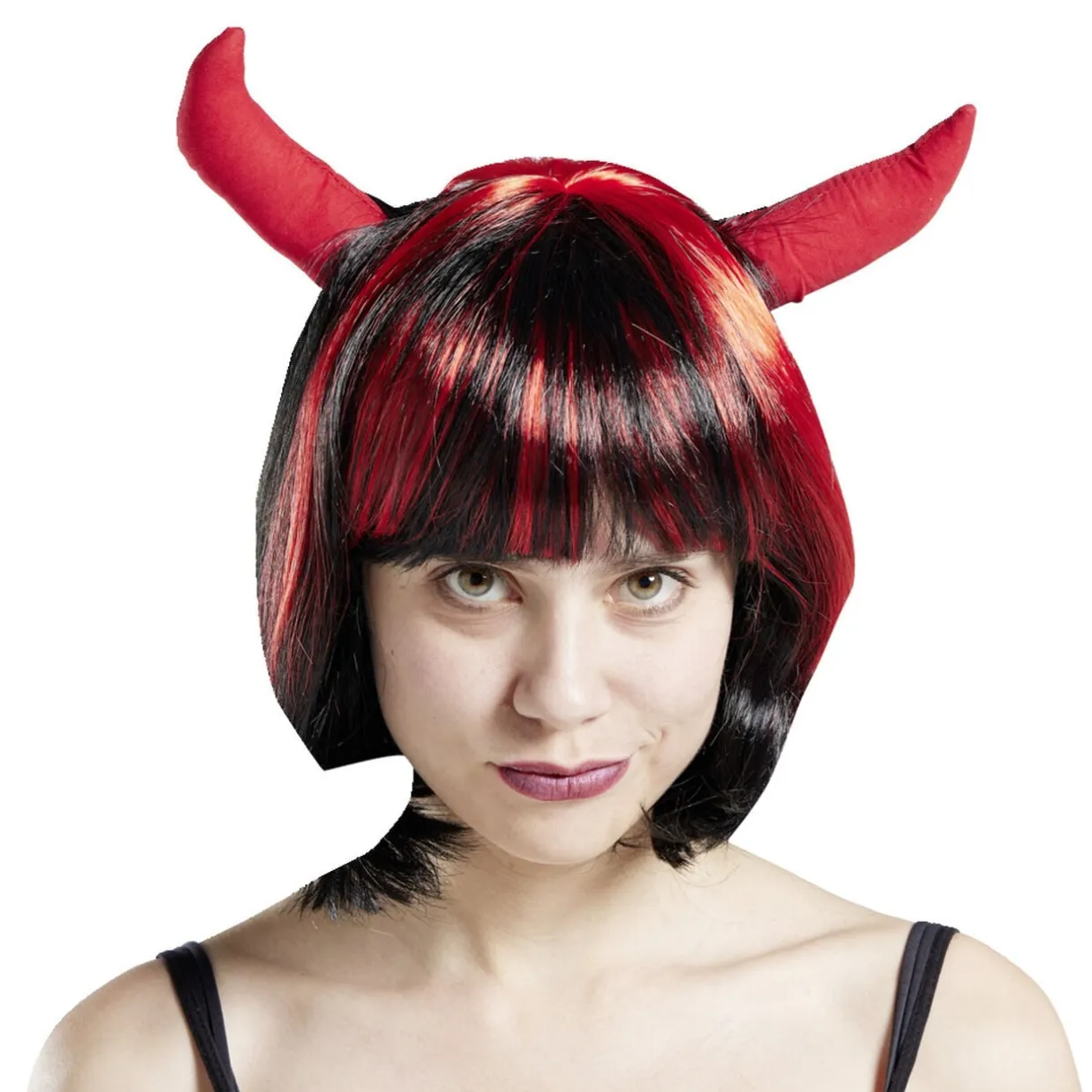 Perruque femme diablesse noire et rouge - Taille unique < Gifi Discount
