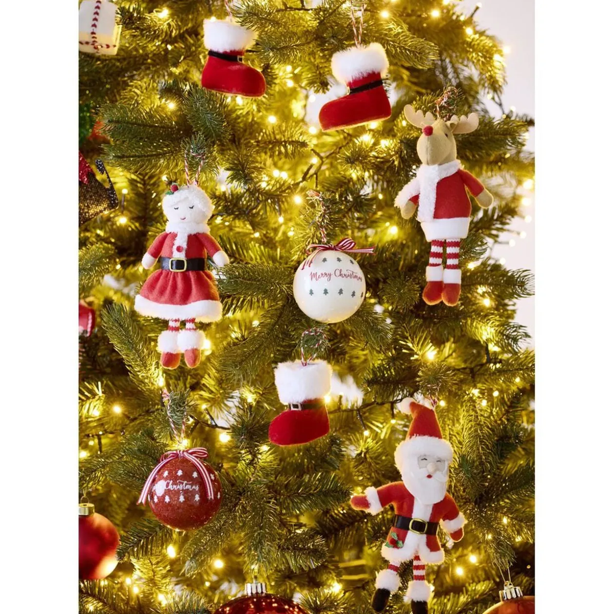 Personnage de Noël à suspendre feutrine rouge et blanc (3 modèles)