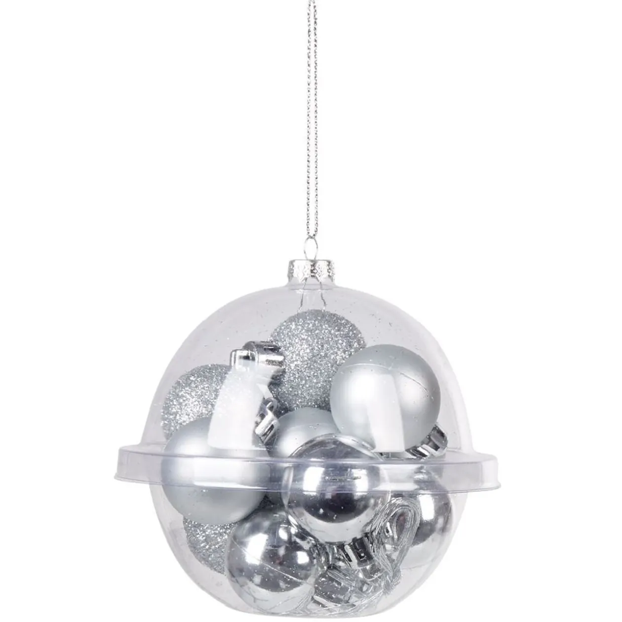 Petite boule de Noël polystyrène gris argenté Ø3cm x12
