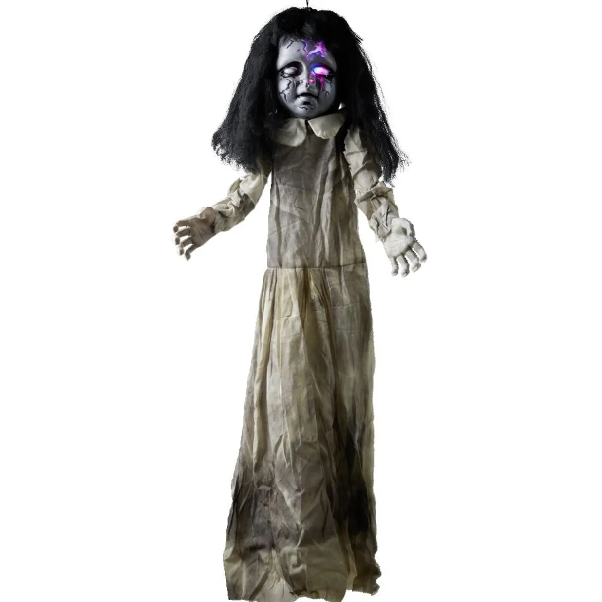 Petite fille tête craquée Halloween animé lumineux sonore à suspendre < Gifi Outlet