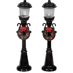 Petit lampadaire déco couronne villange de Noël x2