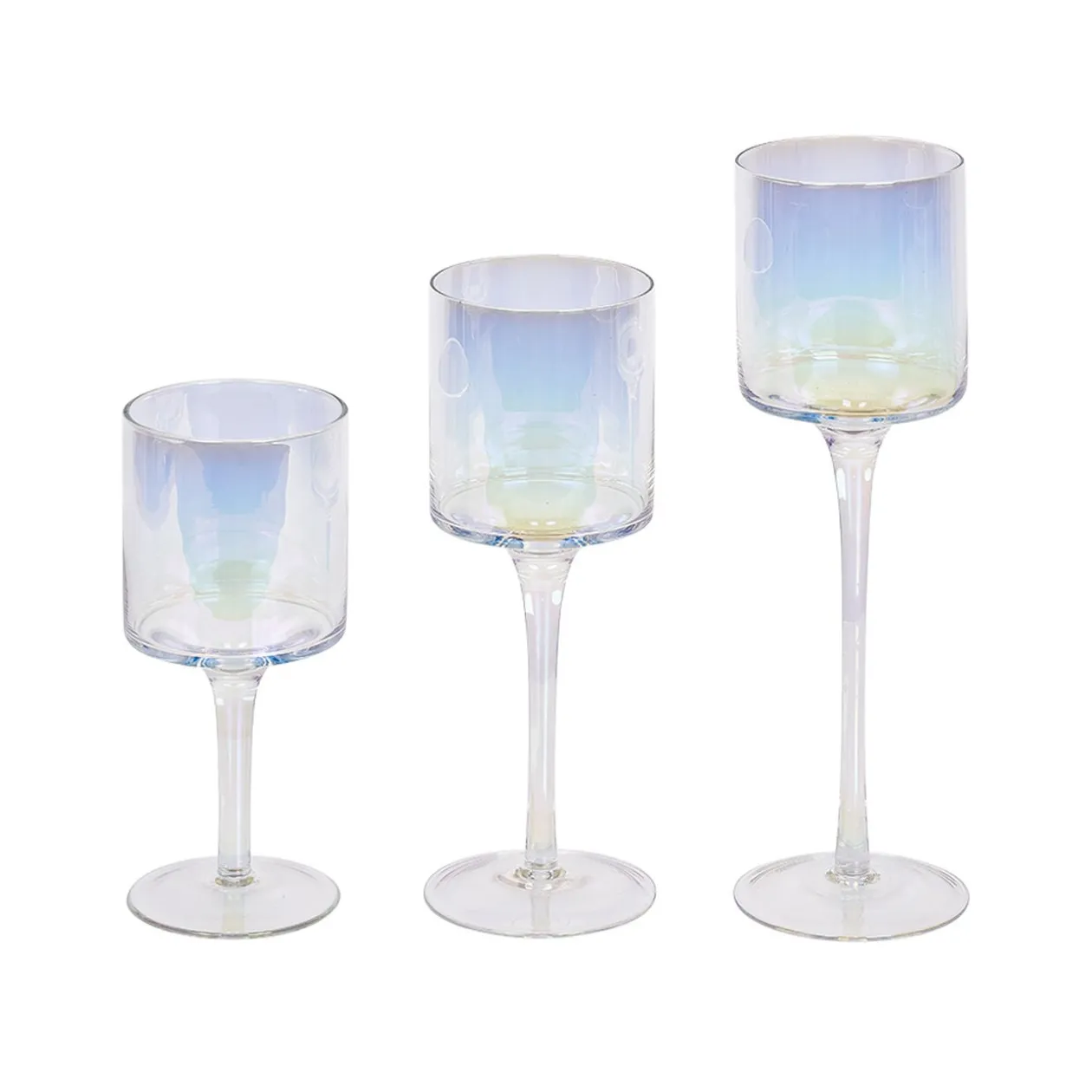 Photophore en verre finition iridescent x3