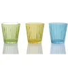 Photophore en verre uni vert jaune bleu x3