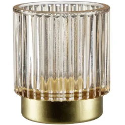 Photophore rond en verre strié coloré Ø7xH8cm (3 modèles) < Gifi New