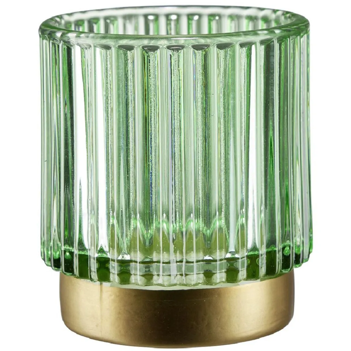 Photophore rond en verre strié coloré Ø7xH8cm (3 modèles) < Gifi New