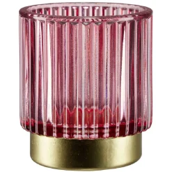 Photophore rond en verre strié coloré Ø7xH8cm (3 modèles) < Gifi New