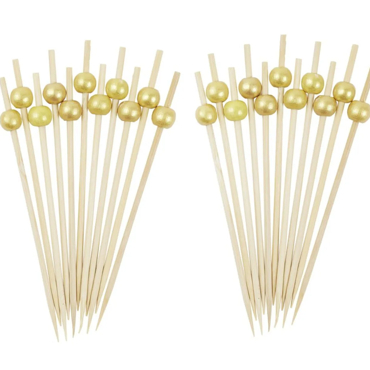 Pic apéritif en bambou x24 déco boule en bois dorée < Gifi New