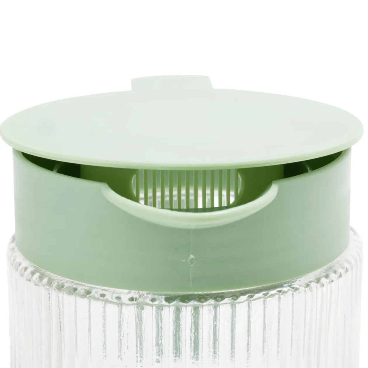 Pichet en verre et plastique vert avec 4 verres