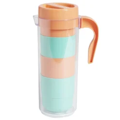 Pichet pique-nique avec 4 tasses plastique vert et orange Ø24xH8,5cm < Gifi Discount