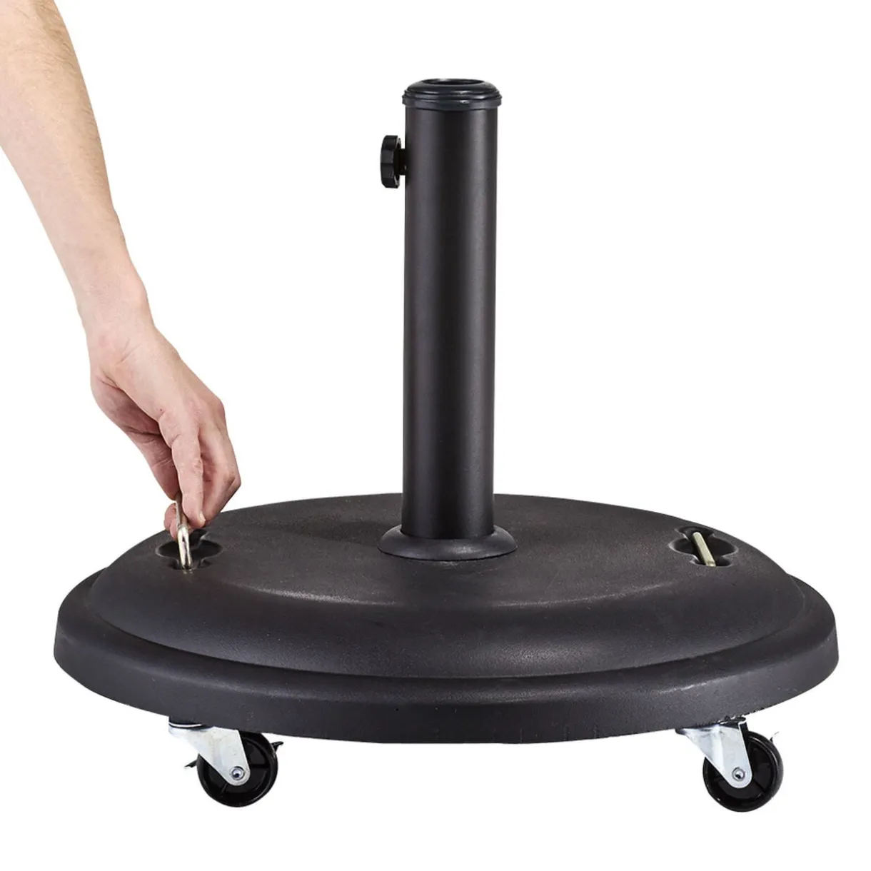 Pied de parasol rond en béton revêtement plastique noir 25 kg < Gifi Online