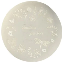 Pierre décor funéraire polyrésine avec message Ø15cm
